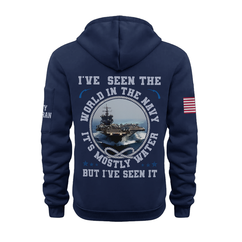 I've Seen The World In The Navy Zipper Pouch Quarter-Zip Hoodie