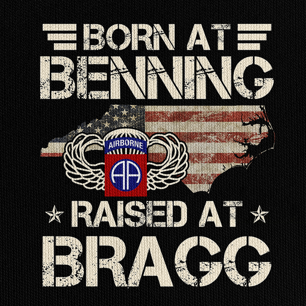 Born At Benning Raised At Bragg Zipper Pouch Quarter-Zip Hoodie