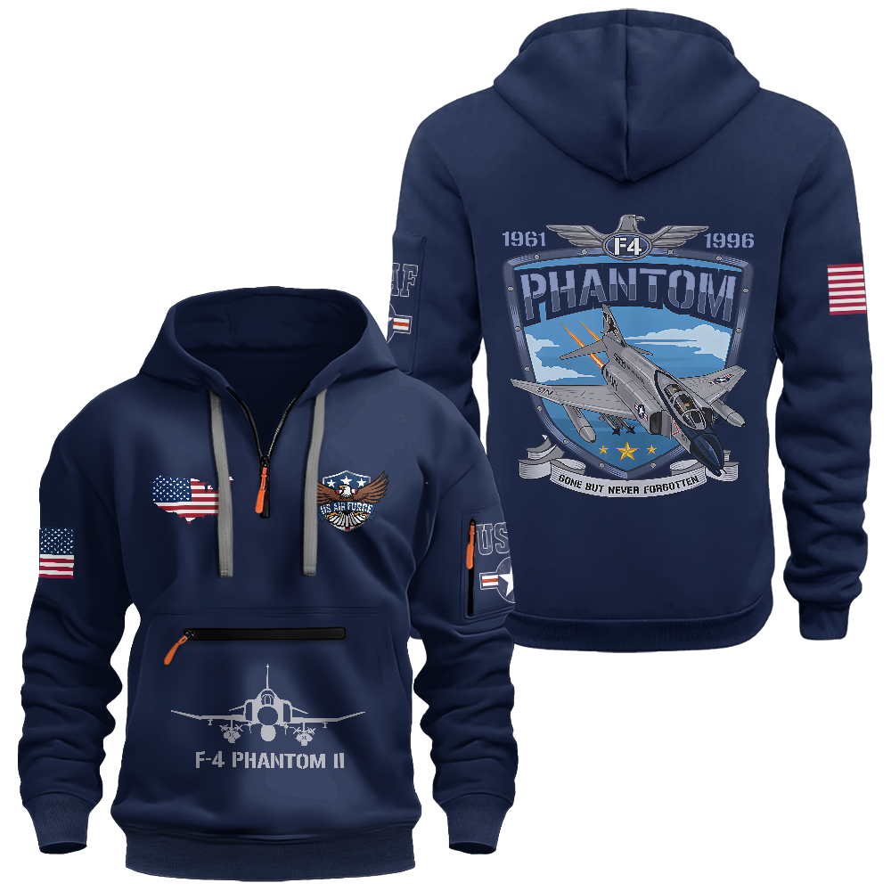 Air Force Gone But Never Forgotten Zipper Pouch Quarter-Zip Hoodie