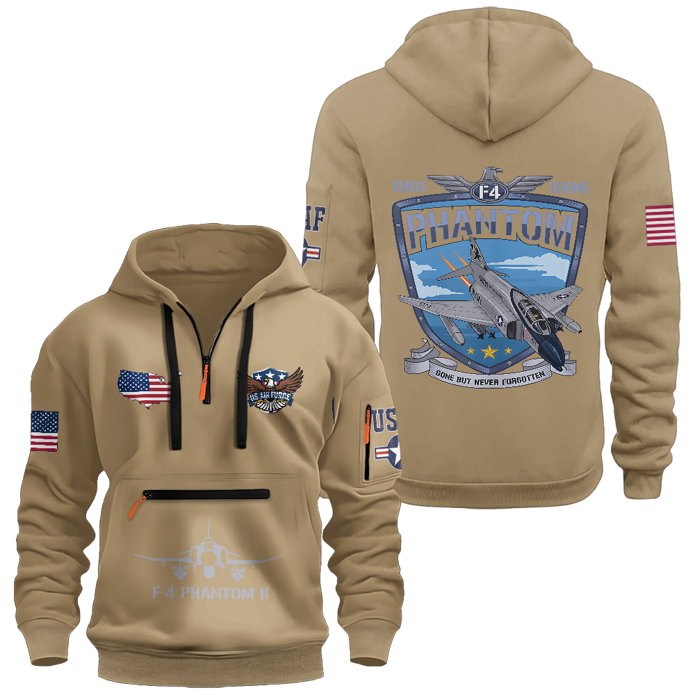 Air Force Gone But Never Forgotten Zipper Pouch Quarter-Zip Hoodie