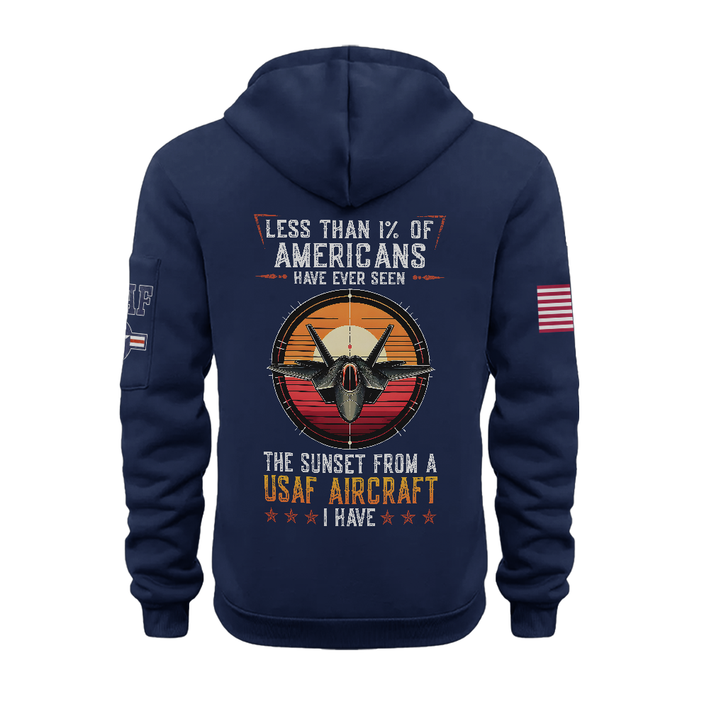 Less Than 1% Air Force Zipper Pouch Quarter-Zip Hoodie