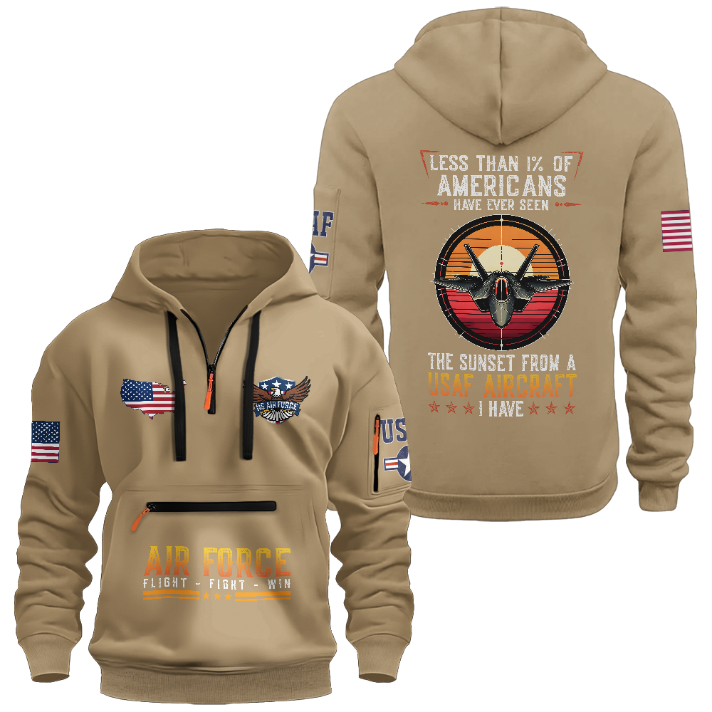 Less Than 1% Air Force Zipper Pouch Quarter-Zip Hoodie