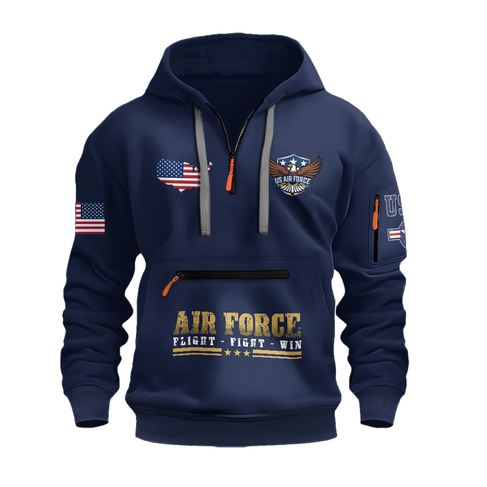 I'm A Grumpy Old Air Force Veteran Zipper Pouch Quarter-Zip Hoodie