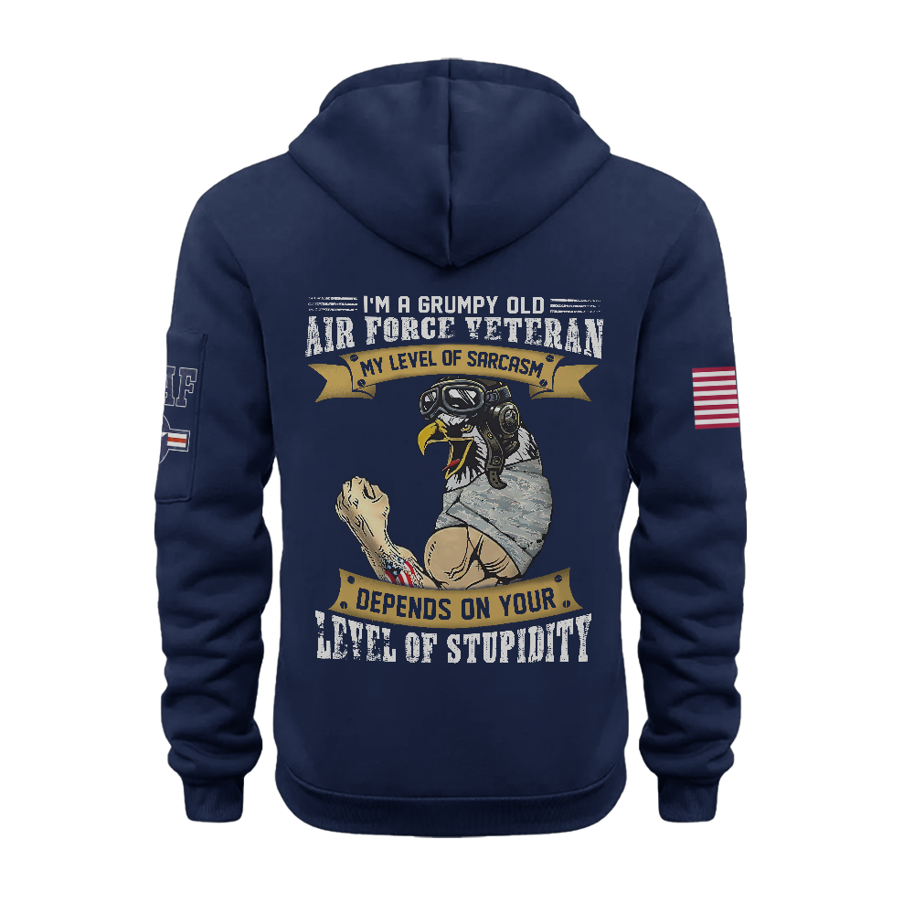 I'm A Grumpy Old Air Force Veteran Zipper Pouch Quarter-Zip Hoodie