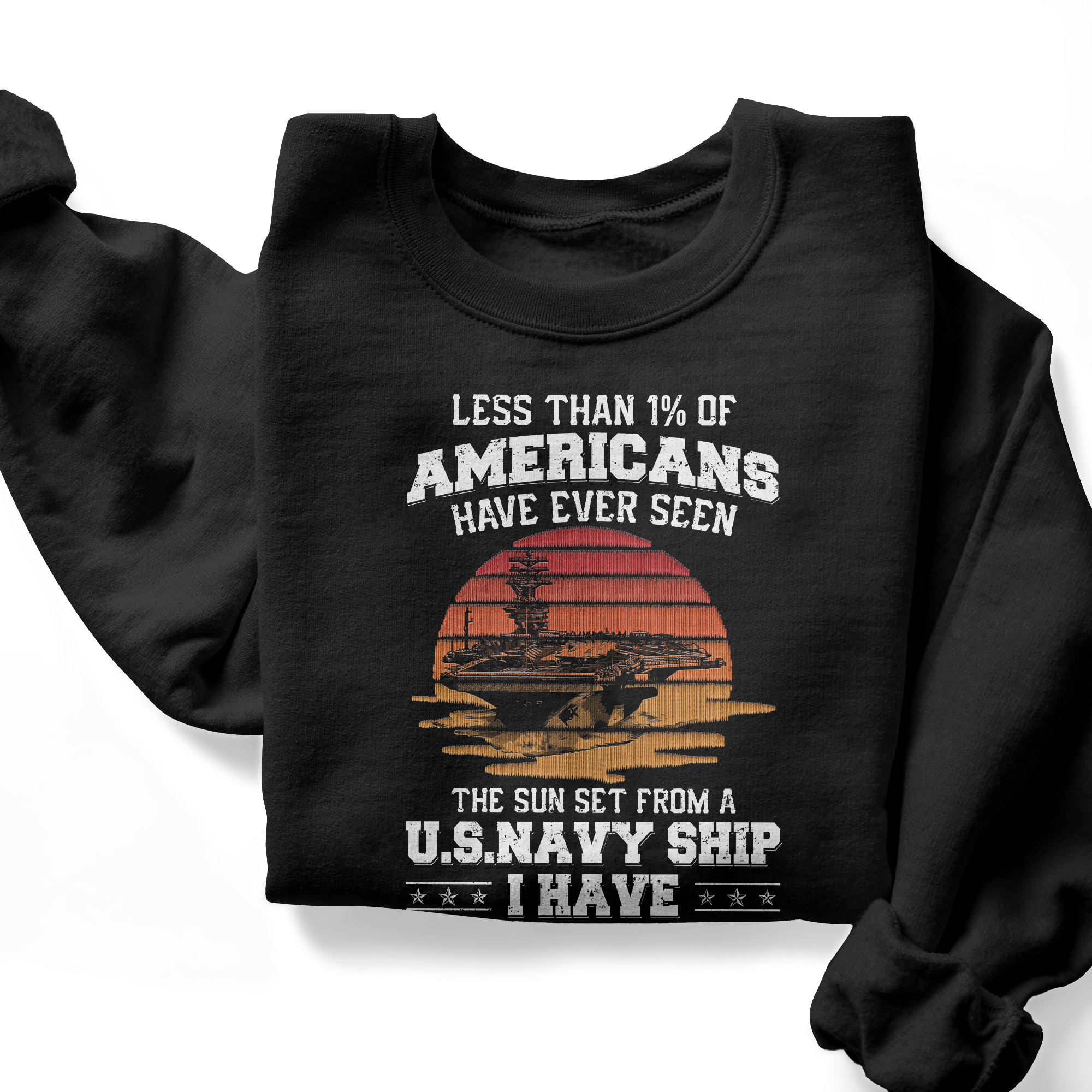 Less Than 1% Navy Ship Direct to Embroidery Sweatshirt