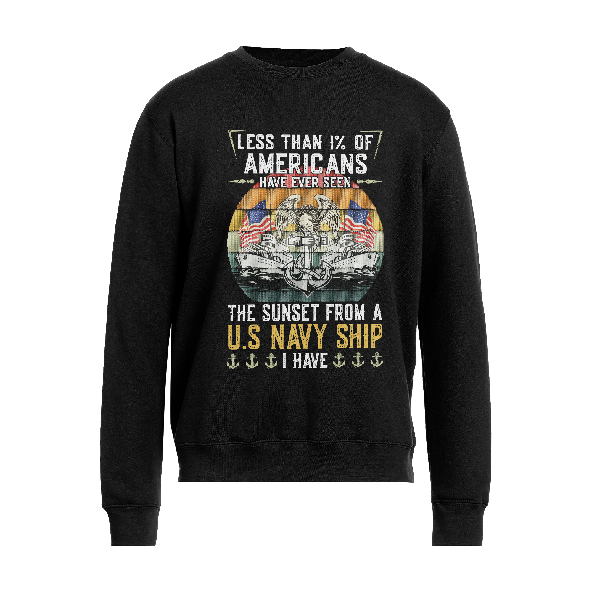 Less Than 1% Navy Ship Direct to Embroidery Sweatshirt