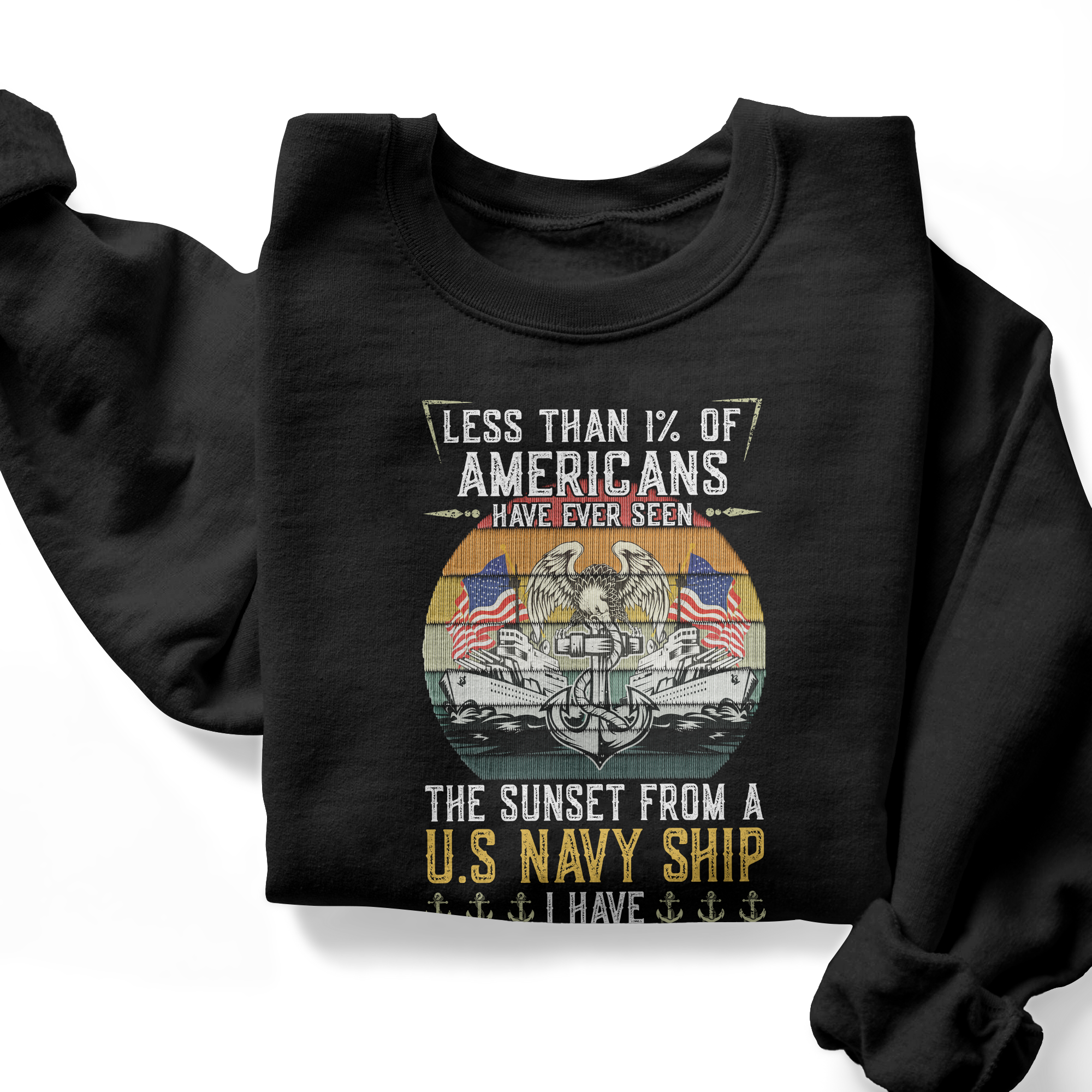 Less Than 1% Navy Ship Direct to Embroidery Sweatshirt