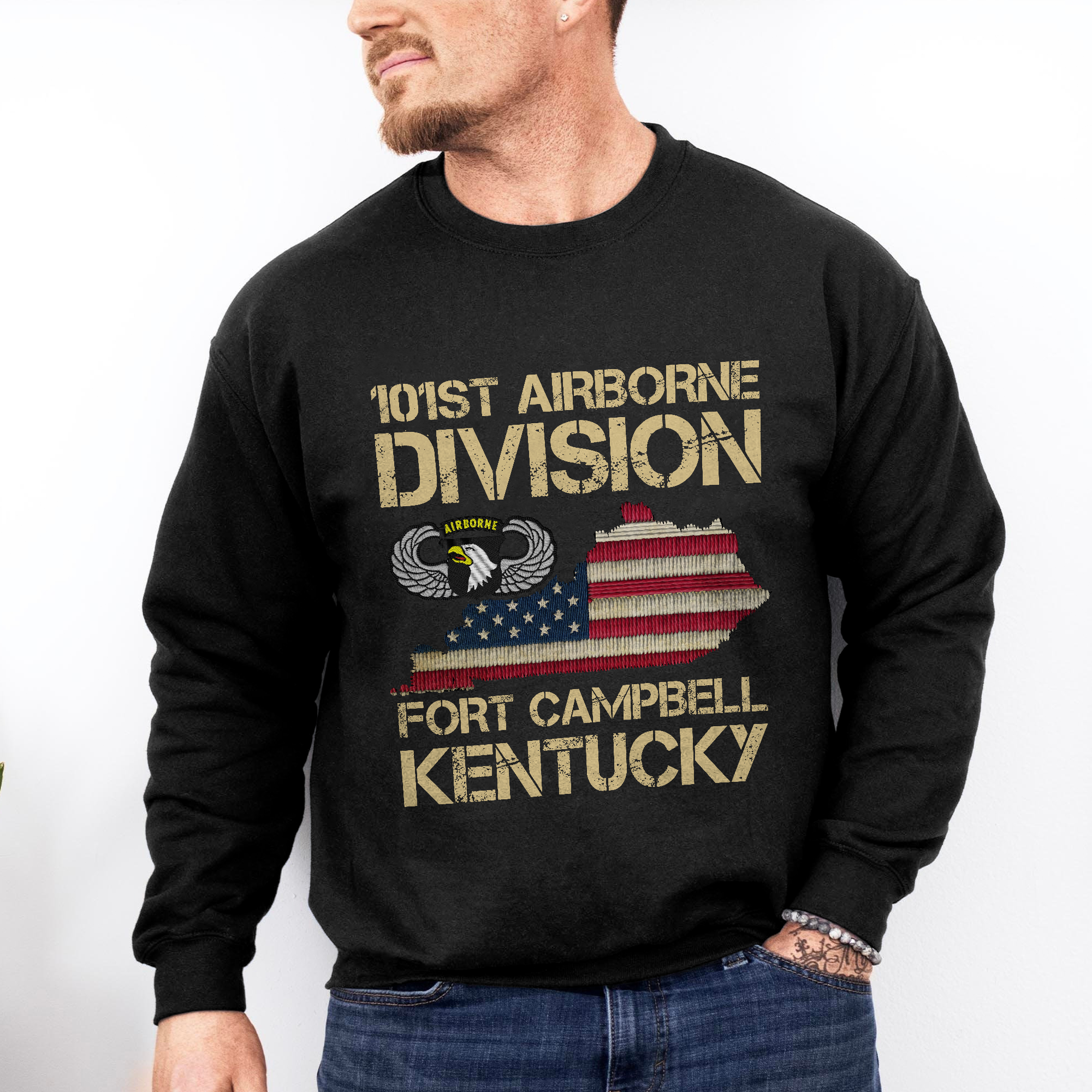 101st Airborne Fort Campbell Kentucky Direct to Embroidery Sweatshirt