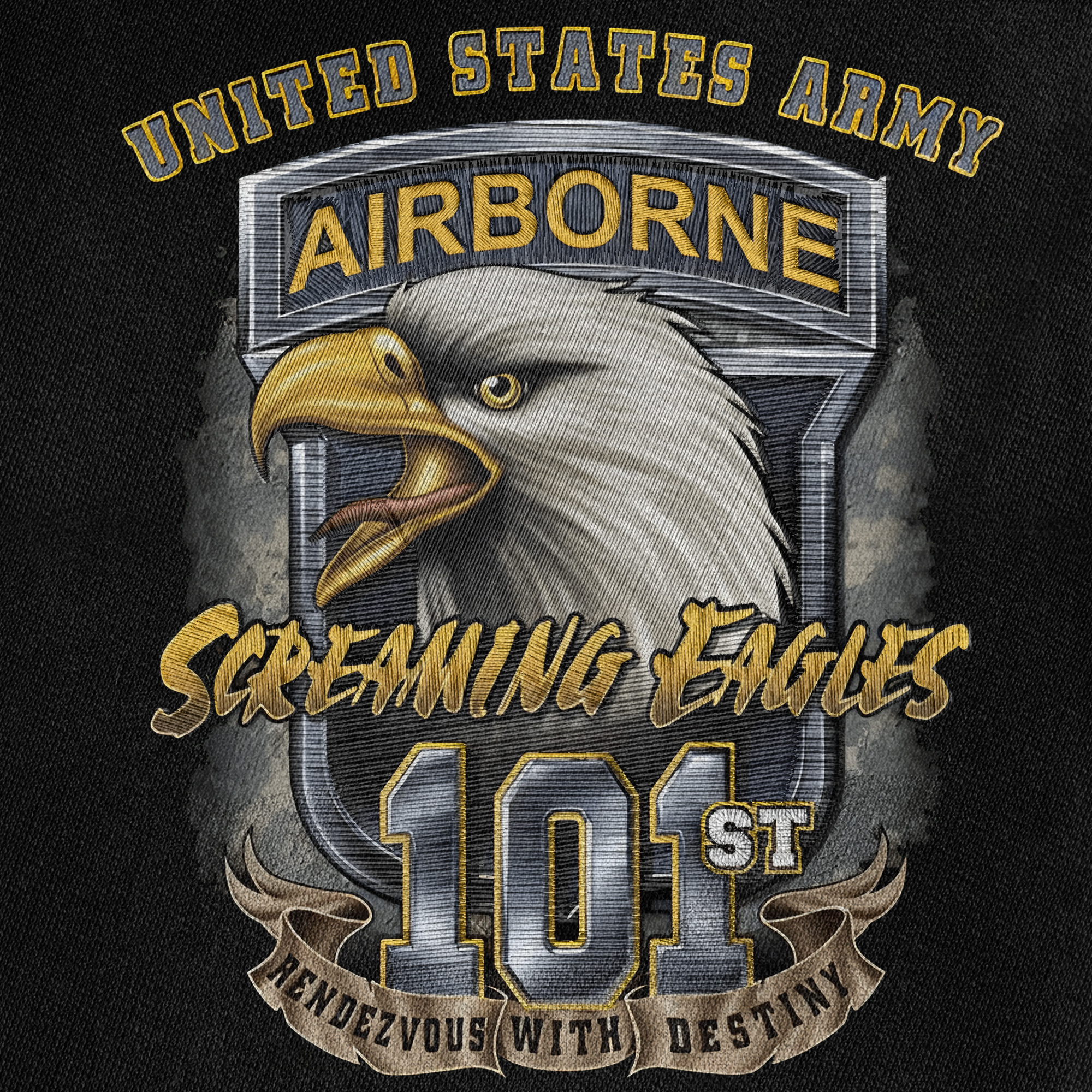 101st Airborne Screaming Eagles Direct to Embroidery Sweatshirt