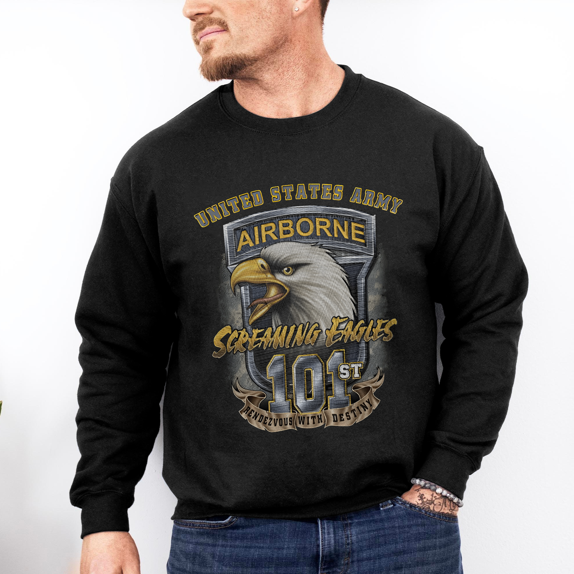 101st Airborne Screaming Eagles Direct to Embroidery Sweatshirt