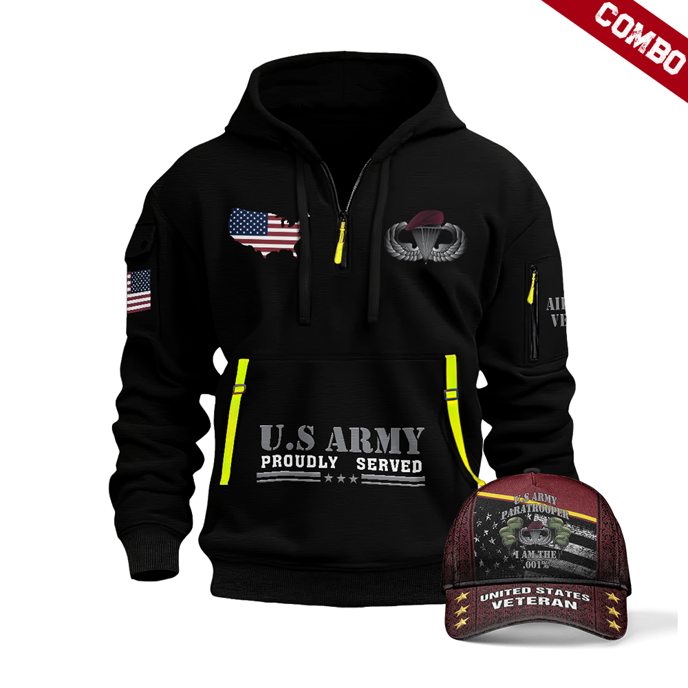 Paratrooper I Am .001% Quarter Zip Hoodie & Cap Combo