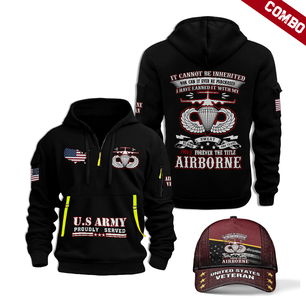 I Own It Forever The Title Airborne Combo Quarter Zip Hoodie Cap