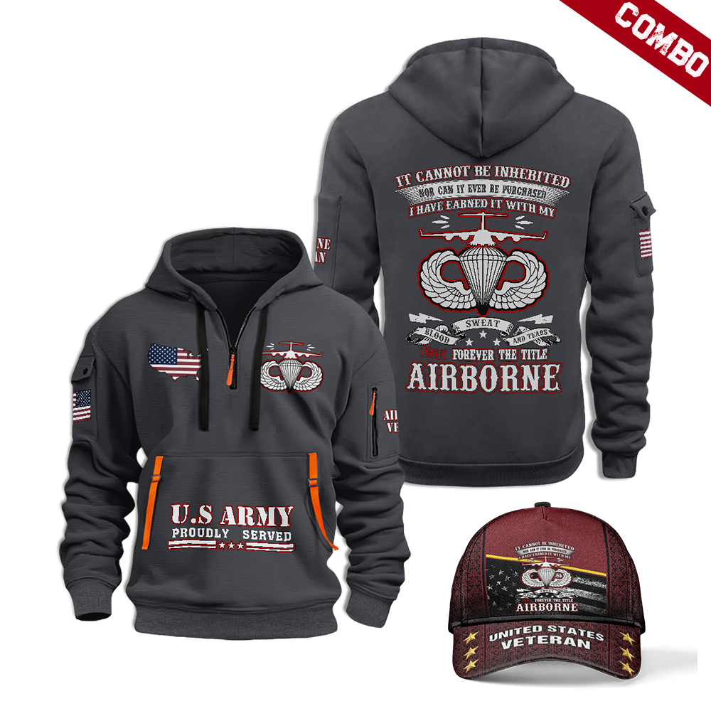 I Own It Forever The Title Airborne Combo Quarter Zip Hoodie Cap