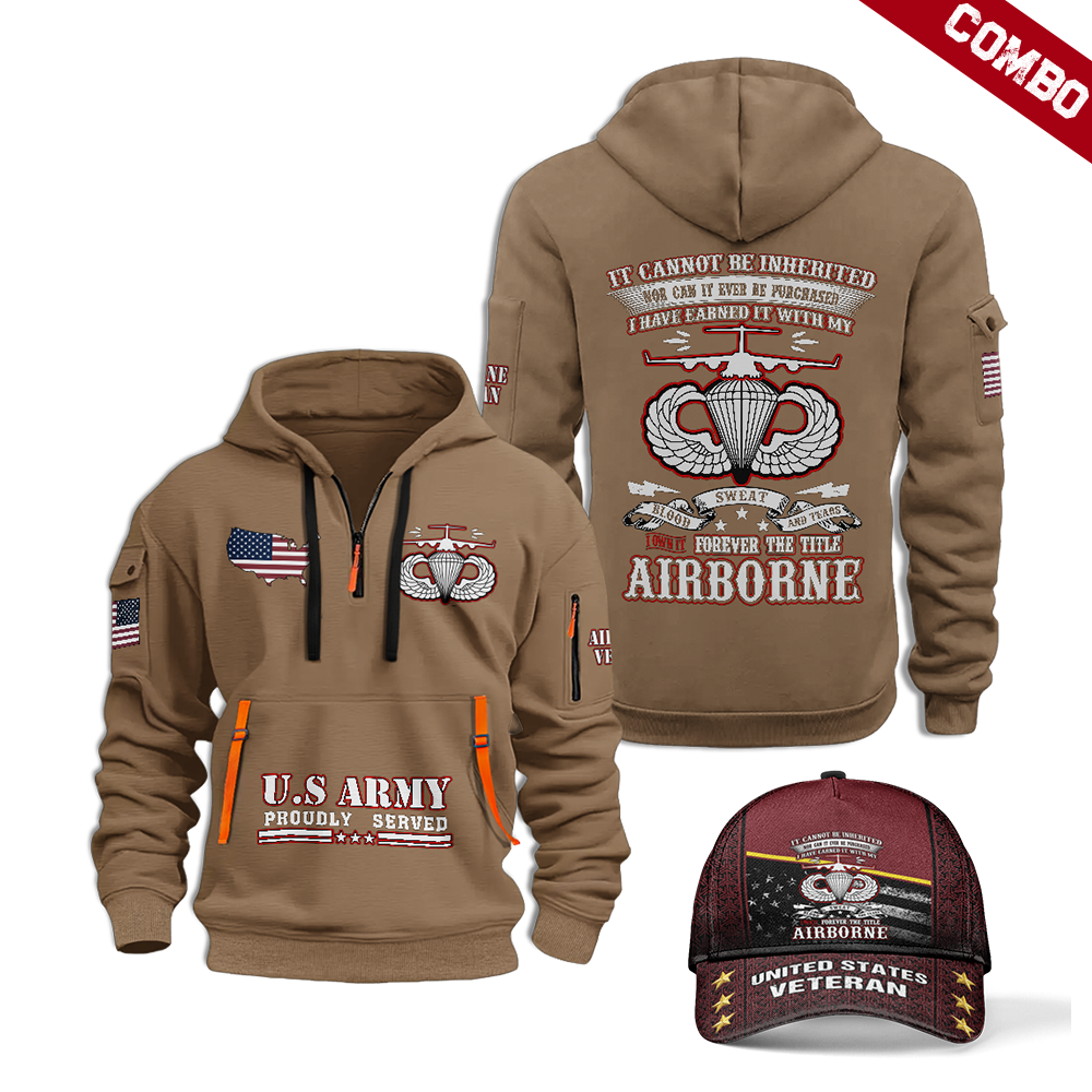 I Own It Forever The Title Airborne Combo Quarter Zip Hoodie Cap