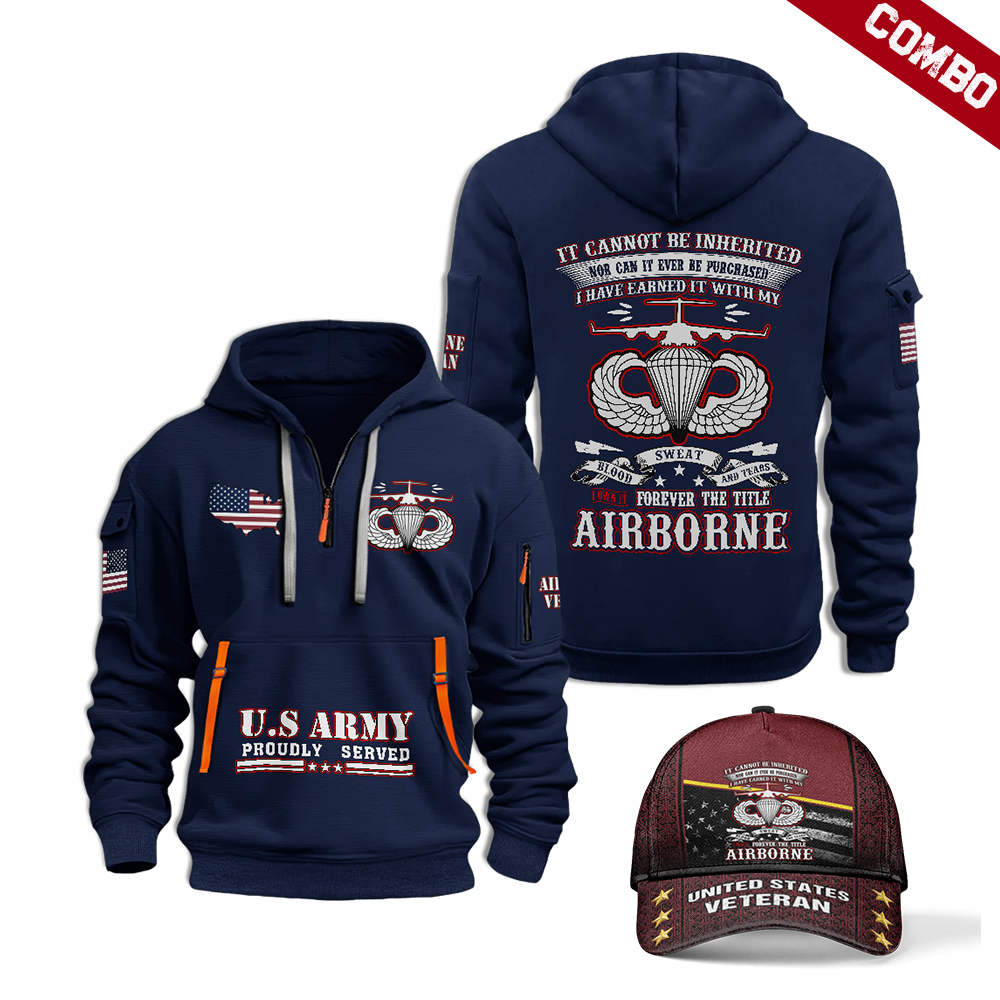 I Own It Forever The Title Airborne Combo Quarter Zip Hoodie Cap