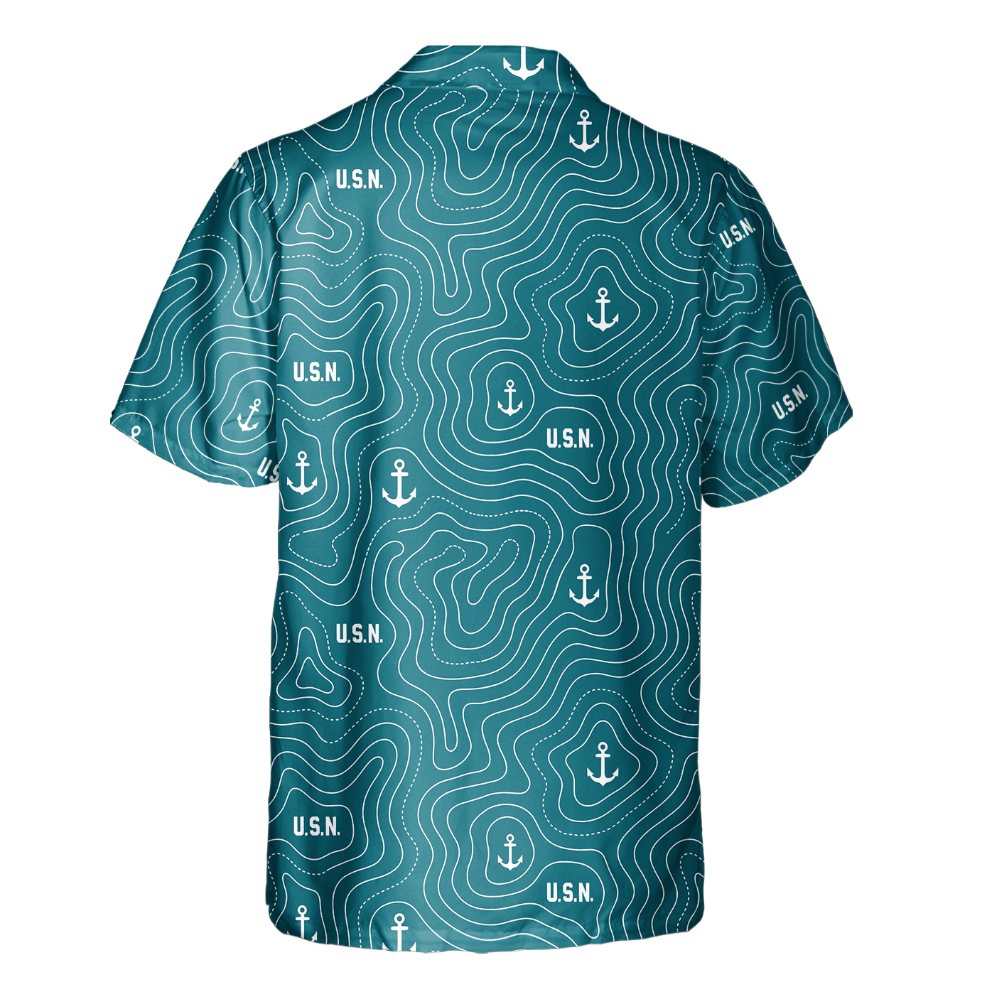 Navy Topography Contour Line Cuban Shirt