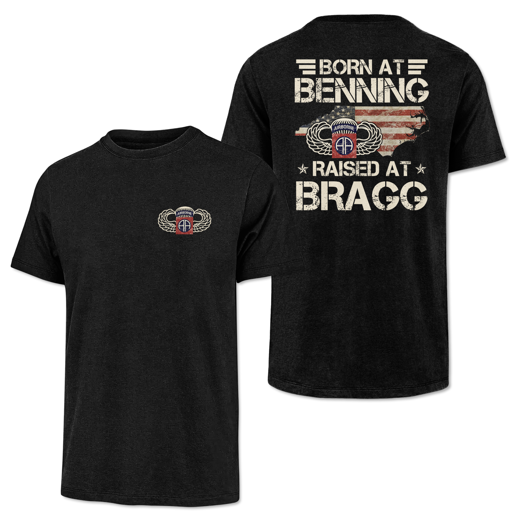 Born At Benning Raised At Bragg 82nd Airborne Classic Tee