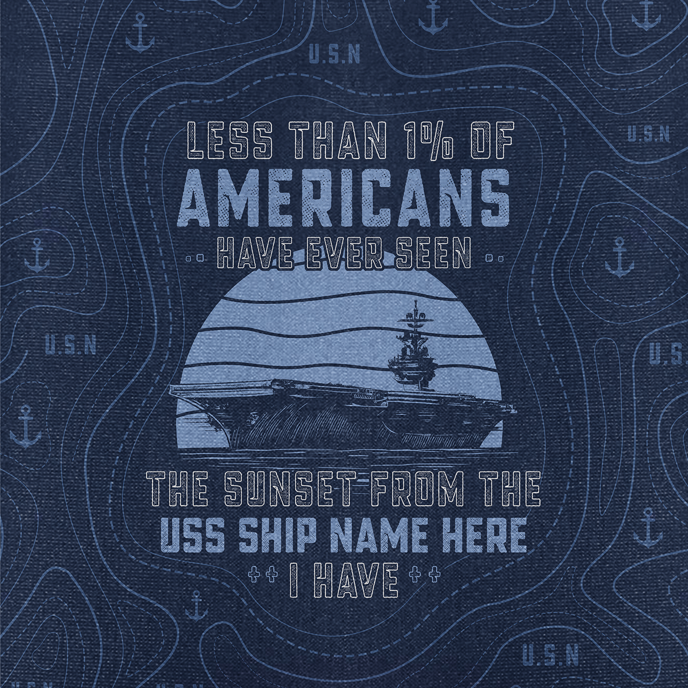 1% Sunset CVN Topography Contour Line Cuban Shirt
