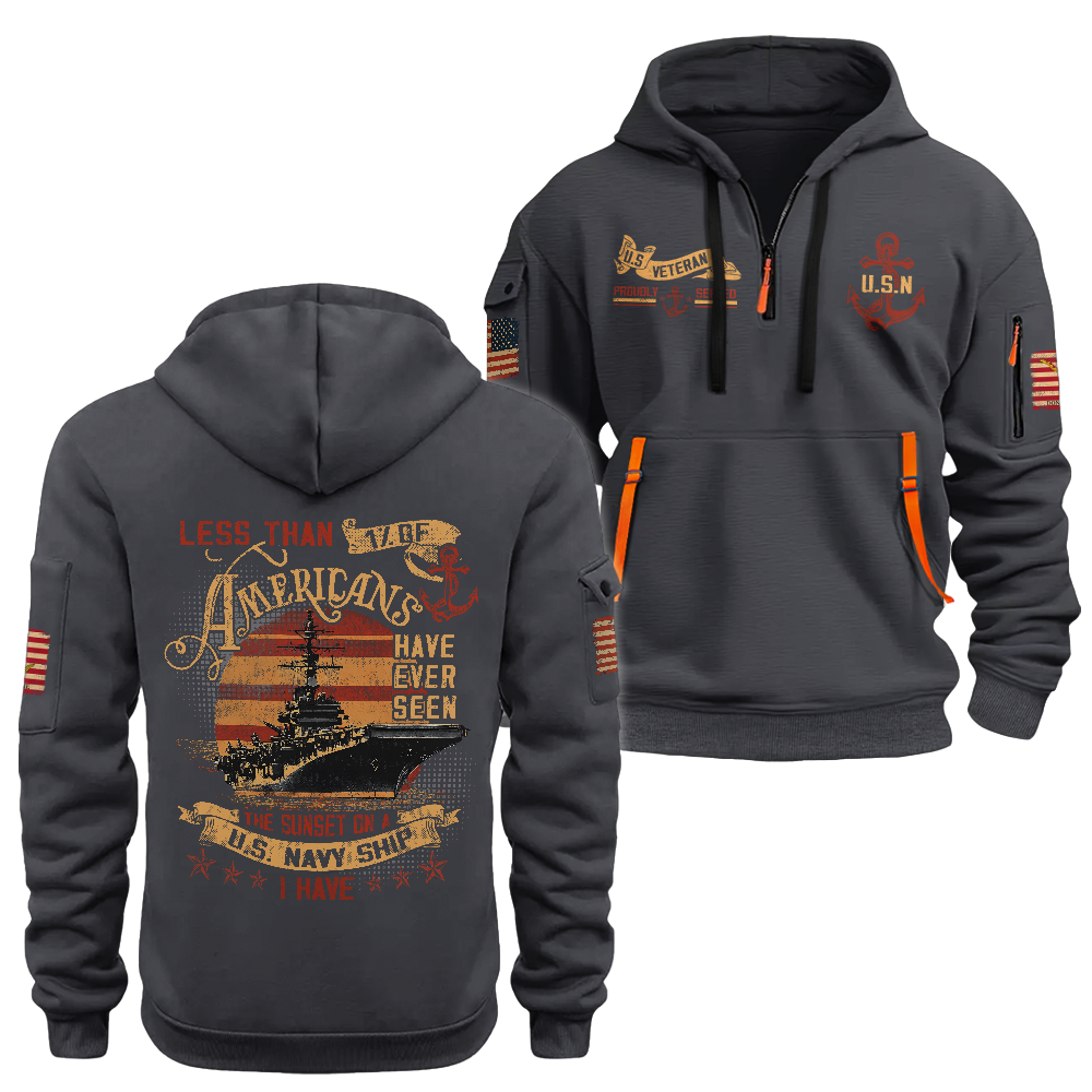 LESS THAN 1% RETRO NAVY SHIP QUARTER ZIP HOODIE