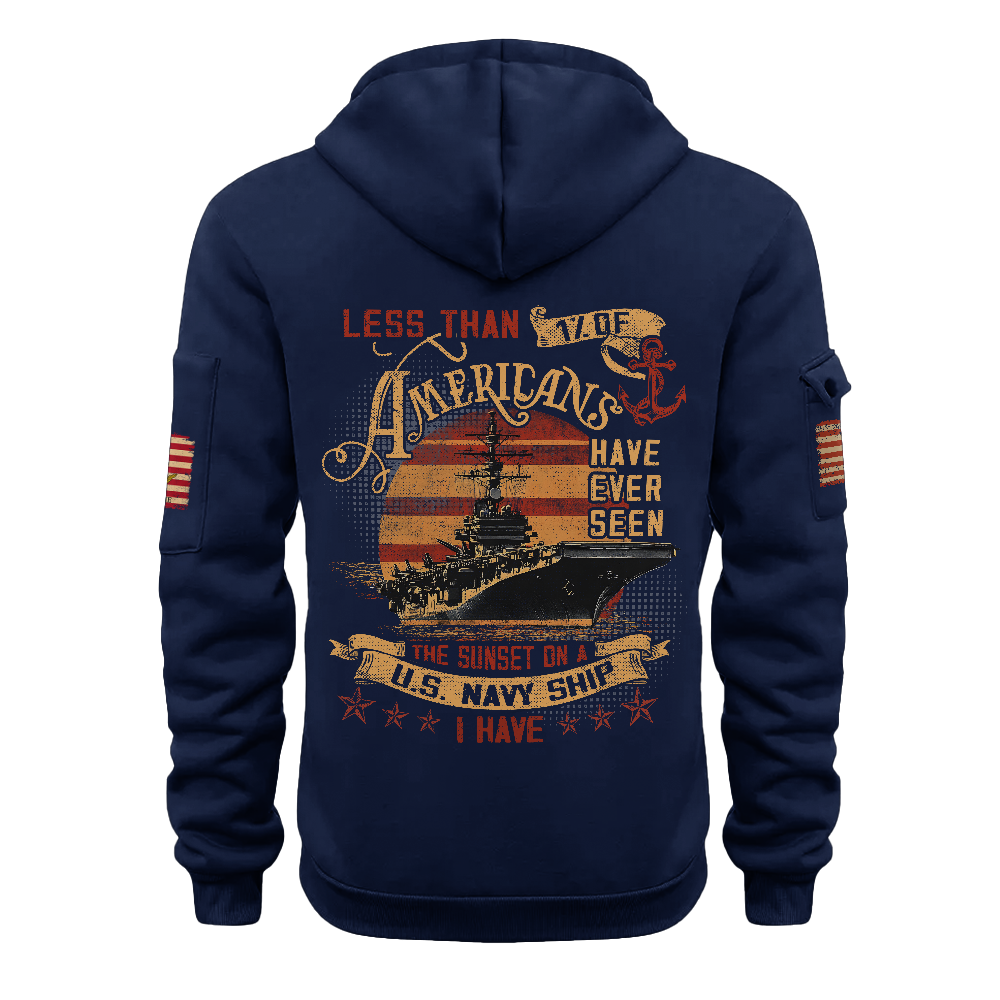 LESS THAN 1% RETRO NAVY SHIP QUARTER ZIP HOODIE