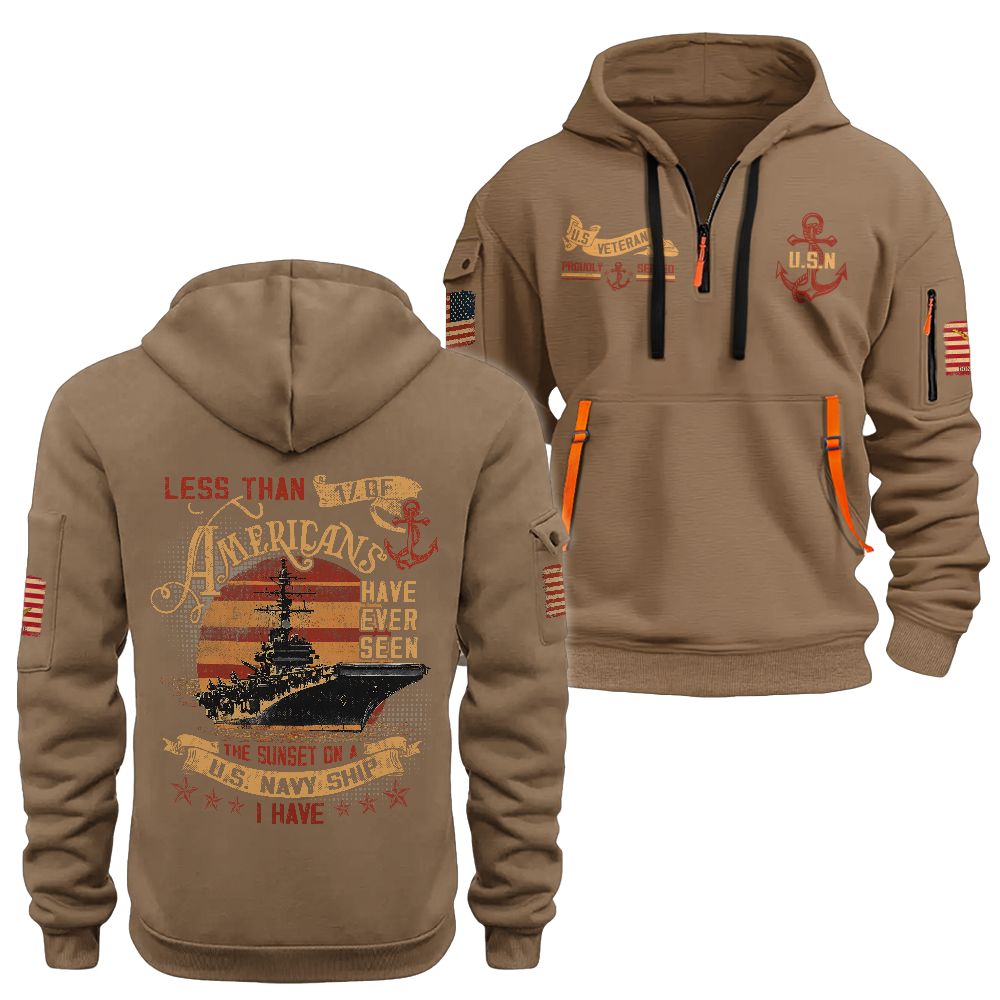 LESS THAN 1% RETRO NAVY SHIP QUARTER ZIP HOODIE