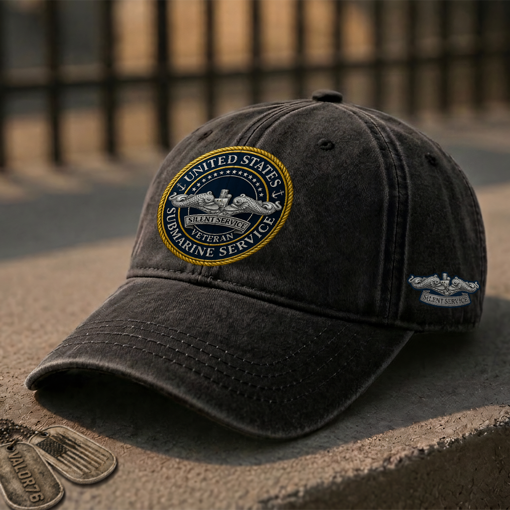 Submarine Service Silver Dolphins Washed Cap