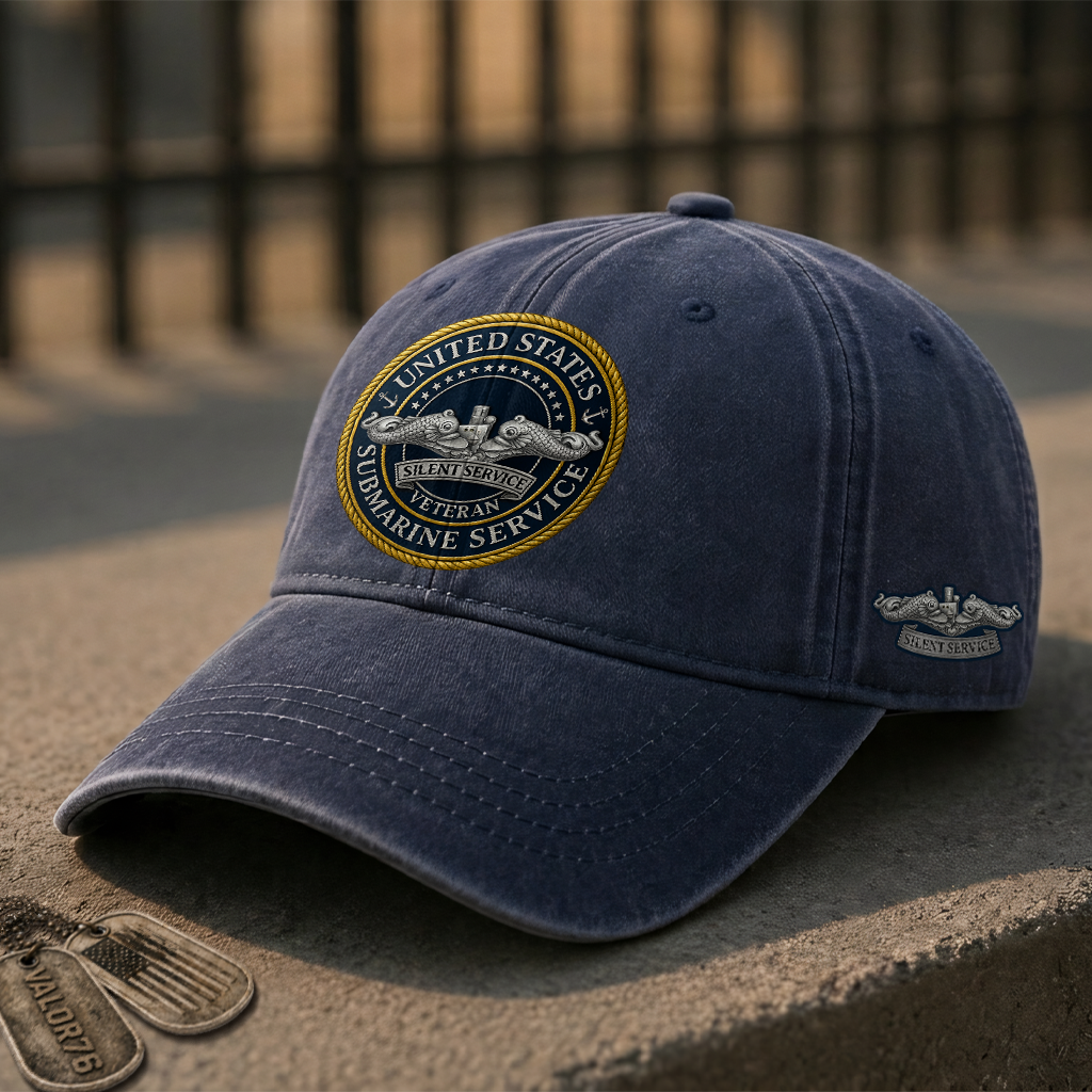 Submarine Service Silver Dolphins Washed Cap