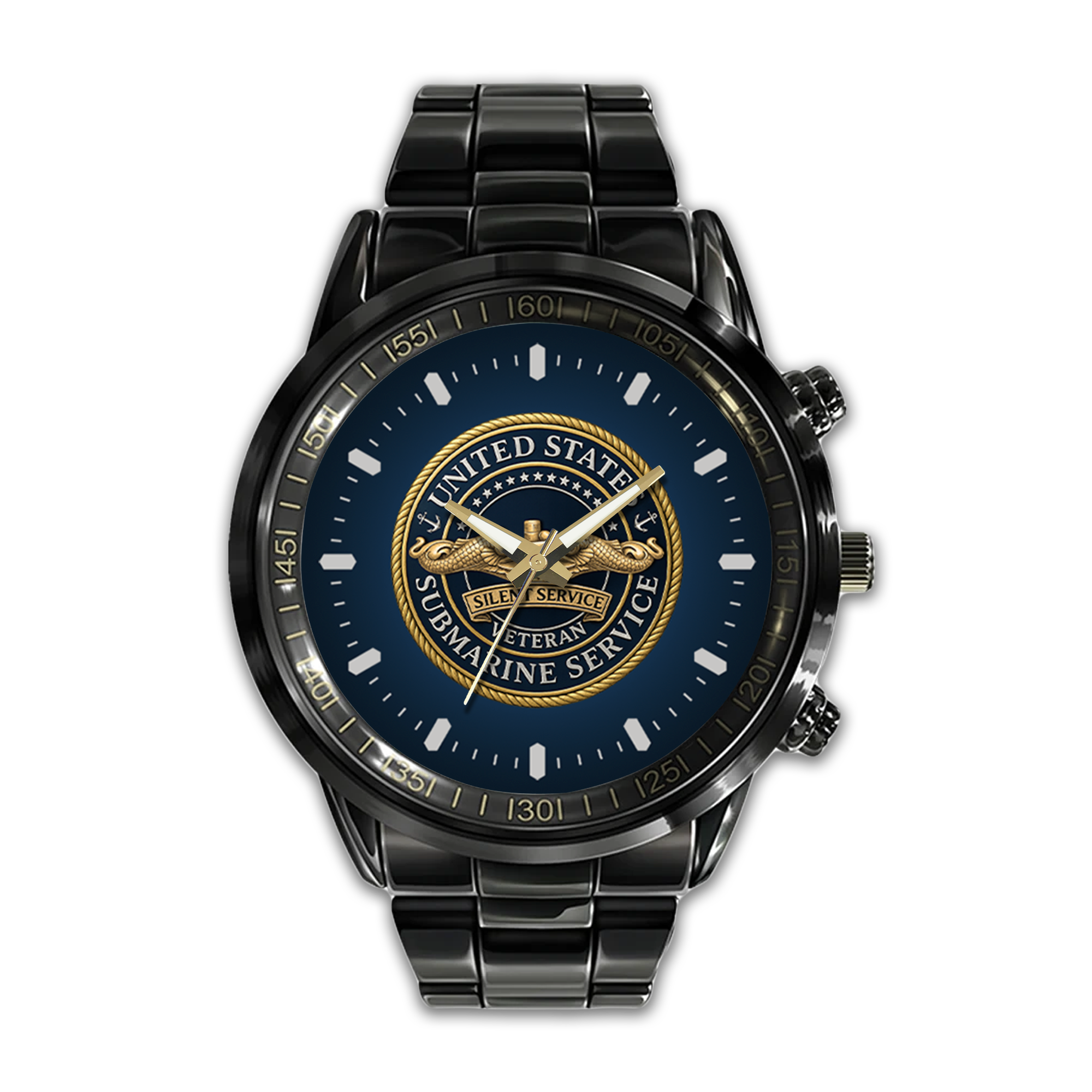 Submarine Service Gold Dolphins Stainless Steel Watch