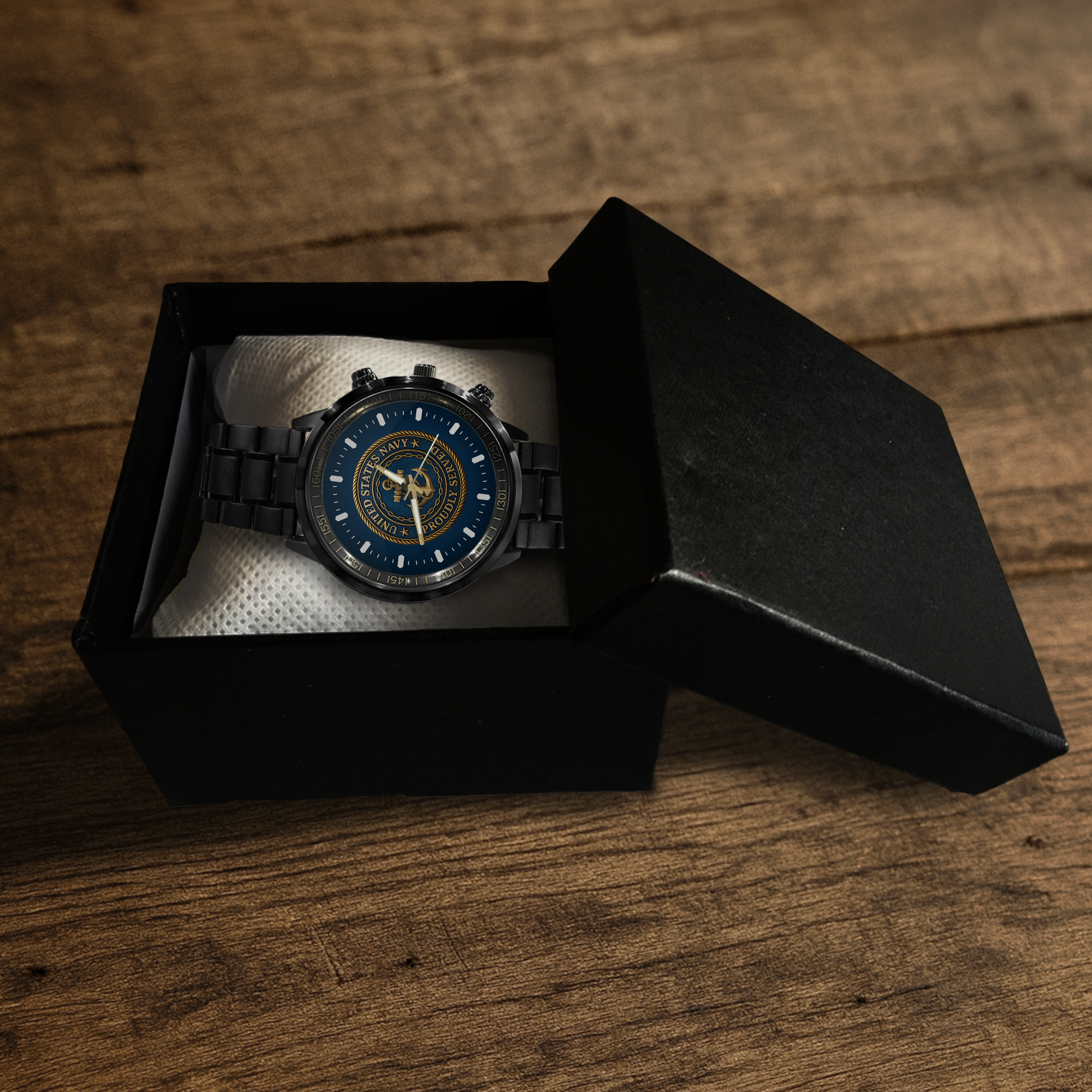 Navy Gold Anchor Stainless Steel Watch