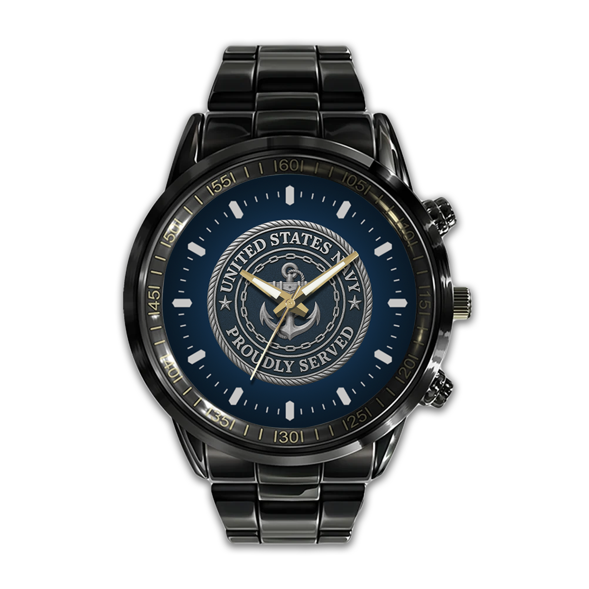 Navy Silver Anchor Stainless Steel Watch