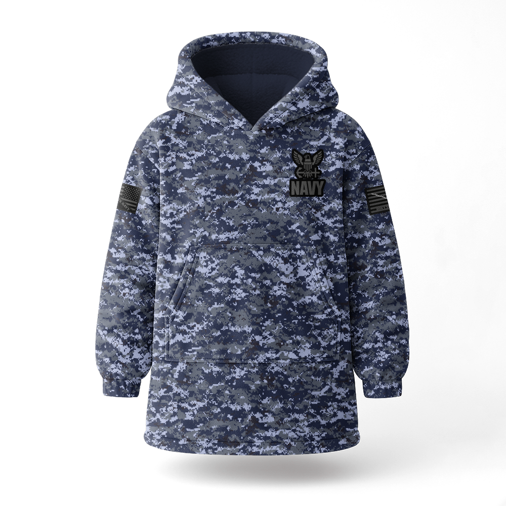 Navy Digital Type I Camouflage Blanket Hoodie