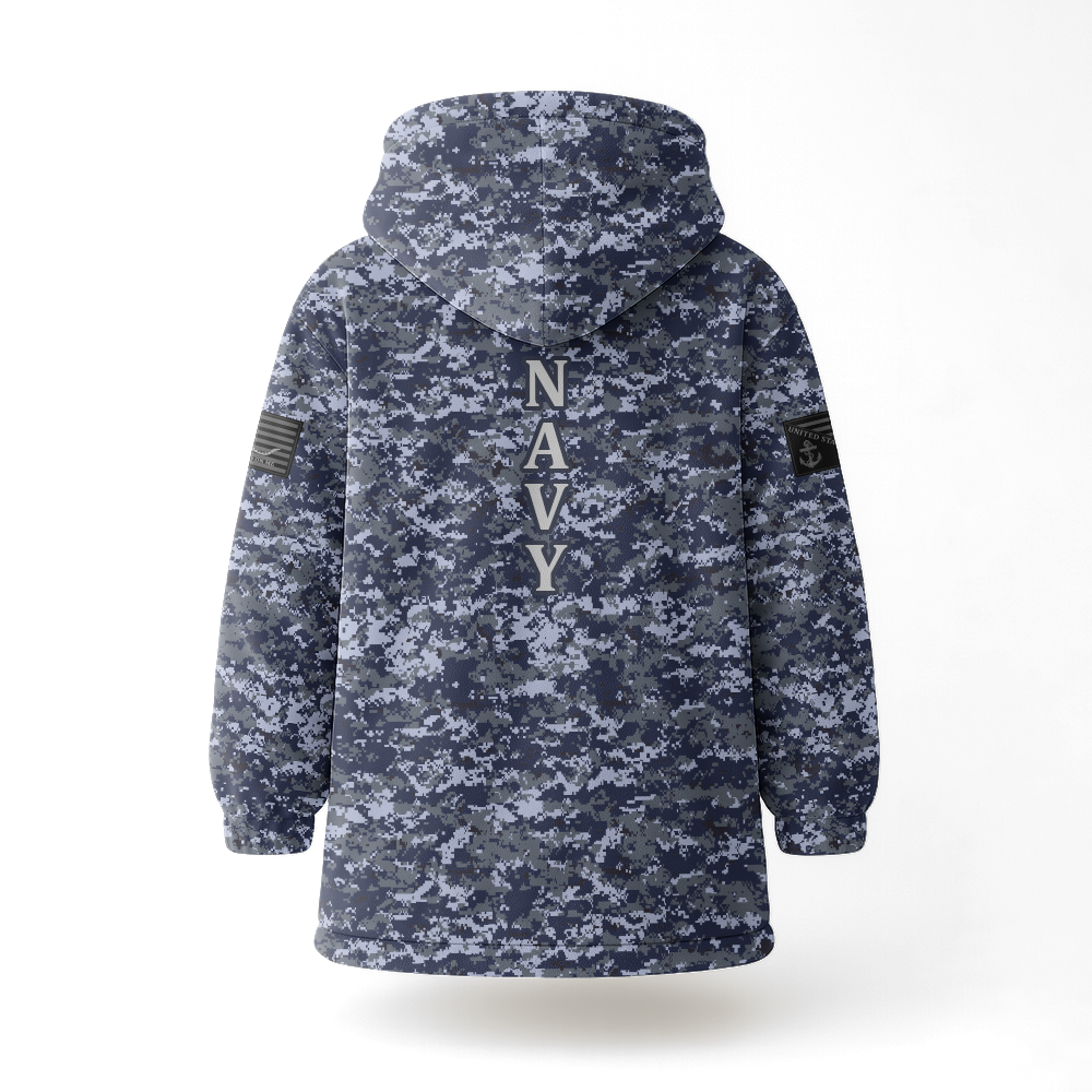 Navy Digital Type I Camouflage Blanket Hoodie