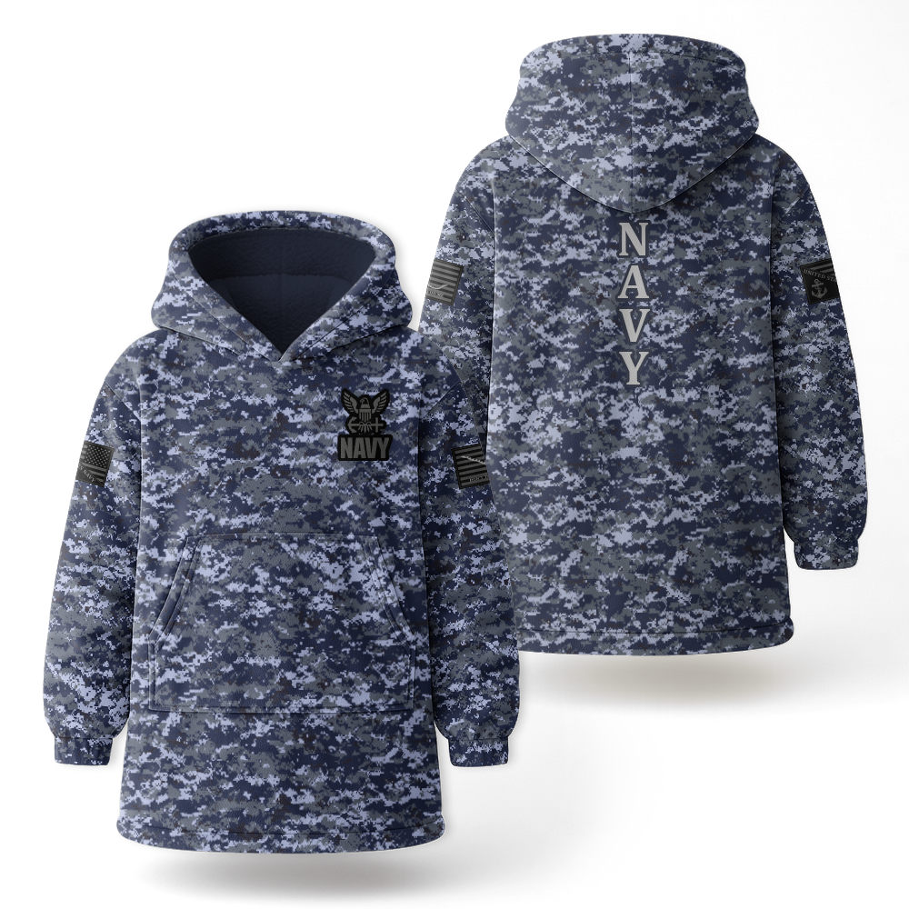 Navy Digital Type I Camouflage Blanket Hoodie