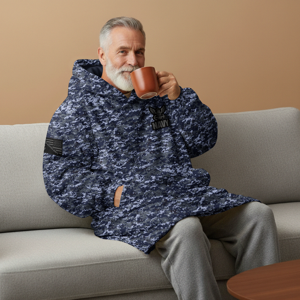 Navy Digital Type I Camouflage Blanket Hoodie