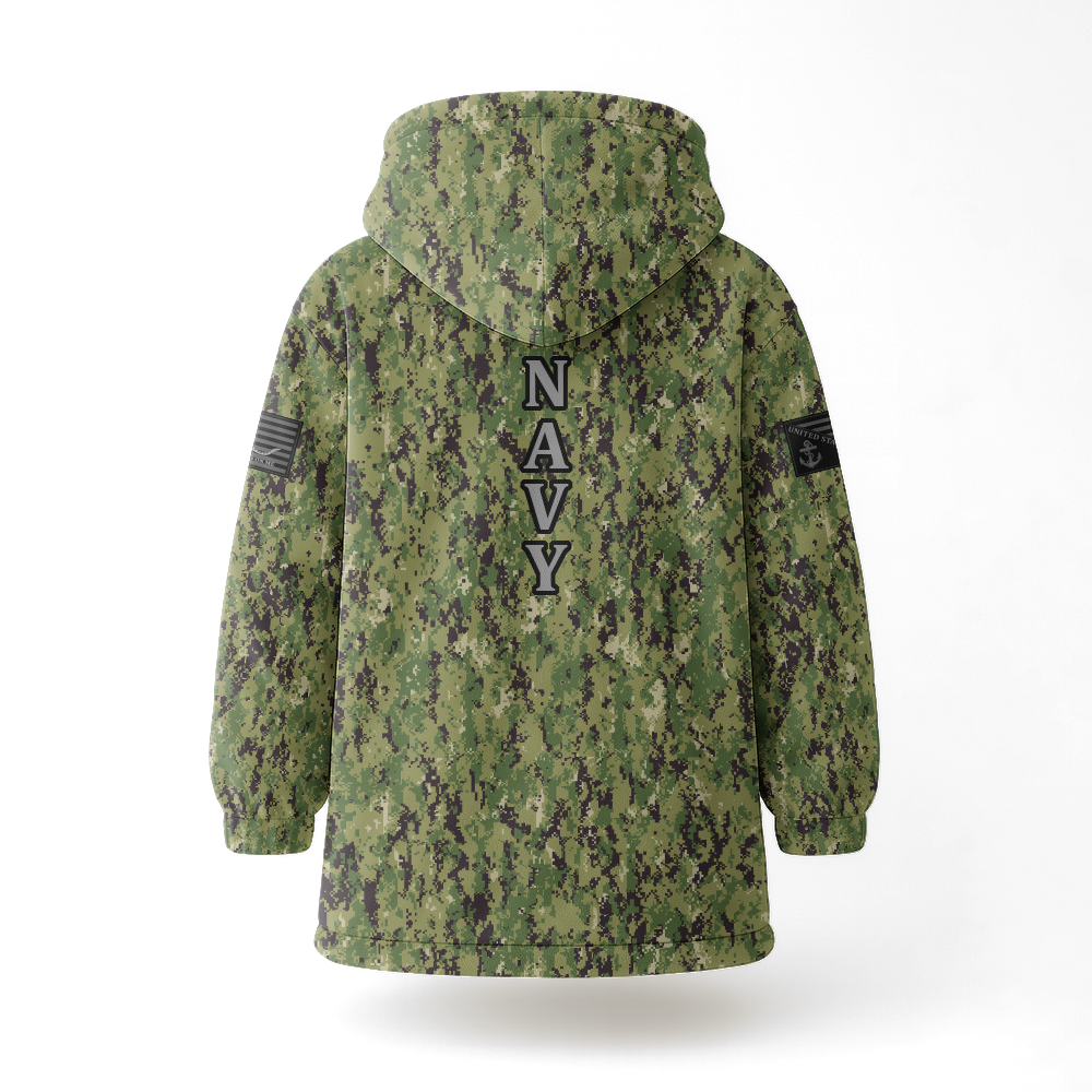 Navy Digital Type III Camouflage Blanket Hoodie