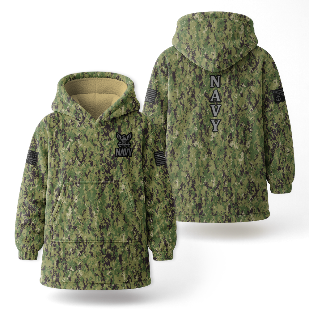 Navy Digital Type III Camouflage Blanket Hoodie