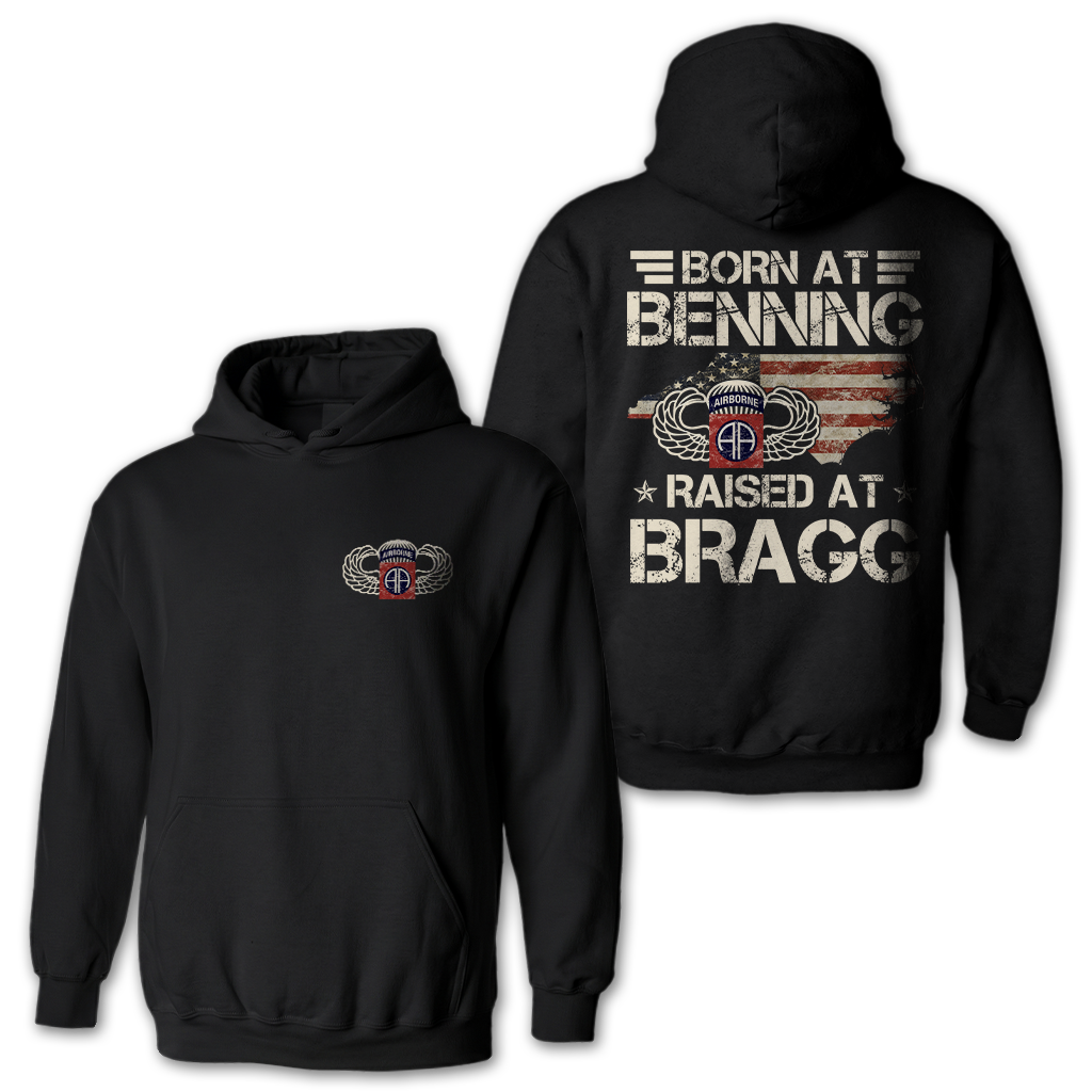 Born At Benning Raised At Bragg 82nd Airborne Heavy Blend™ Hoodie