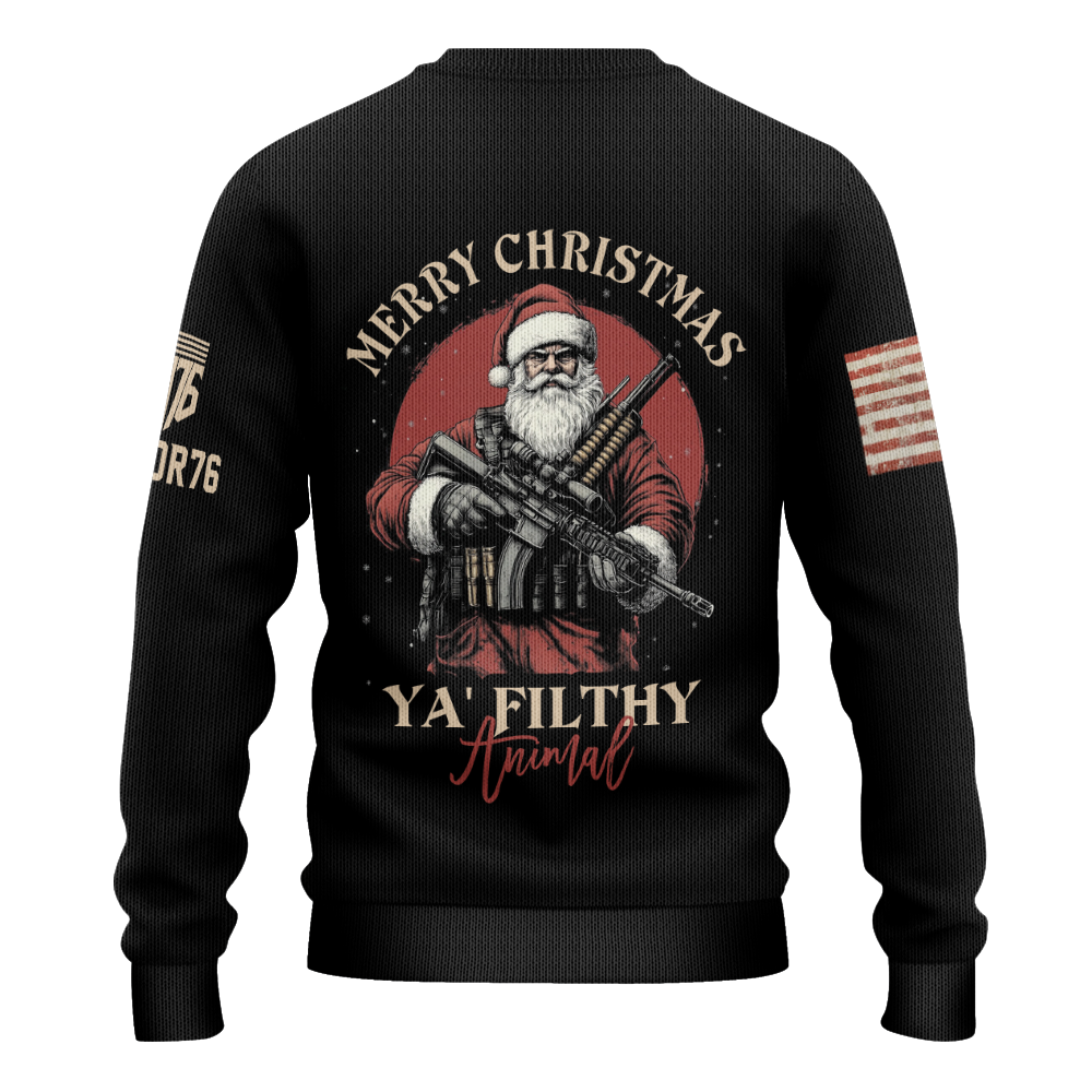 Merry Christmas Ya Filthy Animal Knitted Sweatshirt