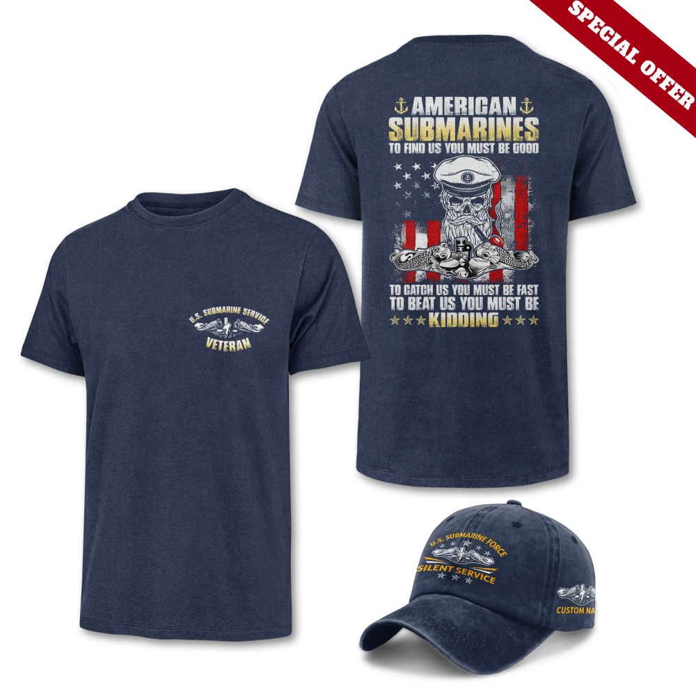 Navy Submarine Double Side Classic T-shirt & Washed Cap Combo