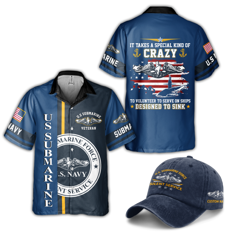 Navy Submarine Cuban Shirt & Washed Cap