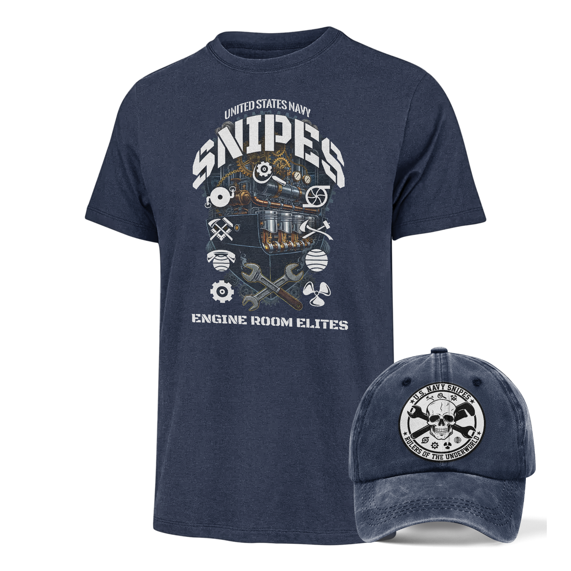 Navy Snipes Classic T-shirt &  Washed Cap Combo