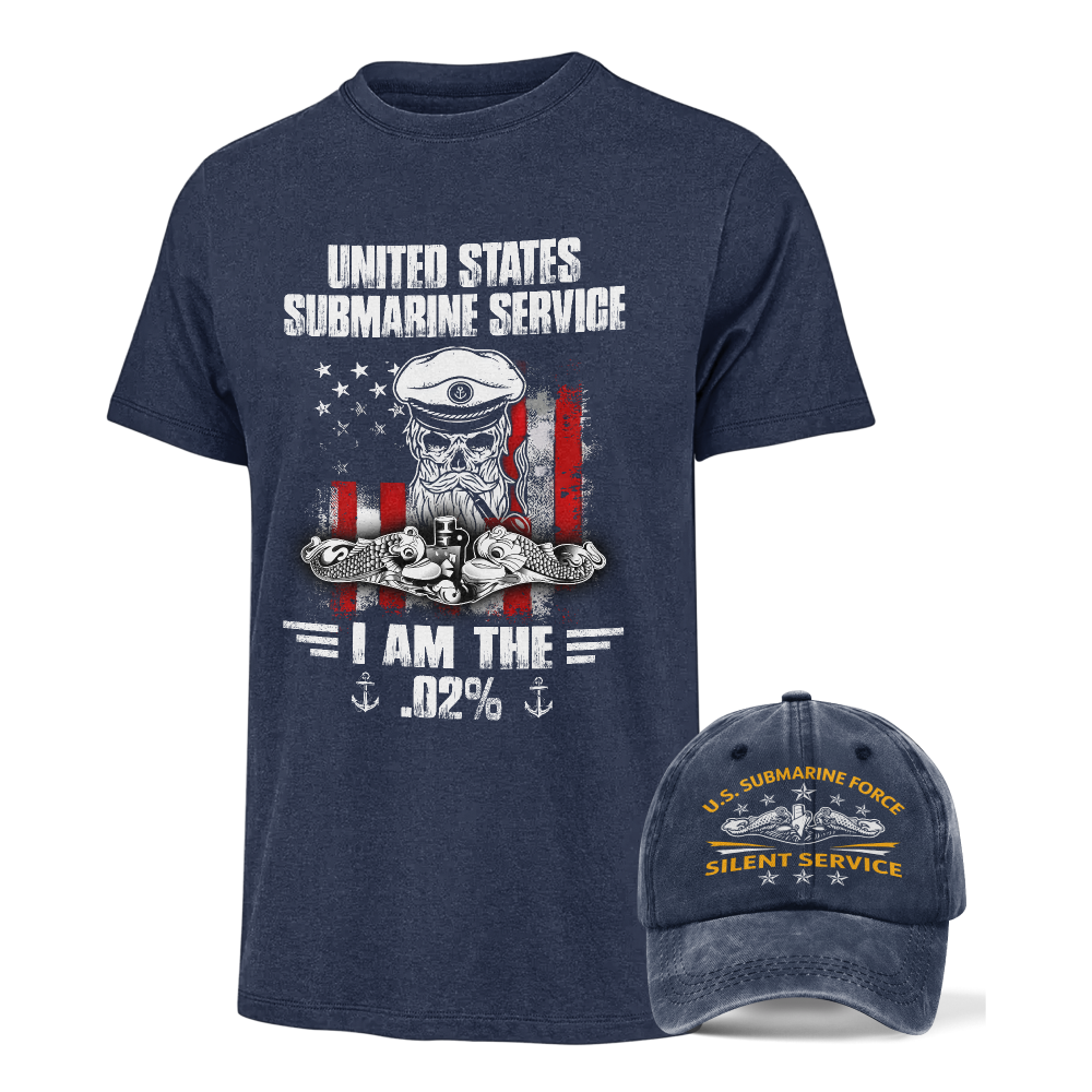 Navy Submarine Classic T-shirt & Washed Cap Combo
