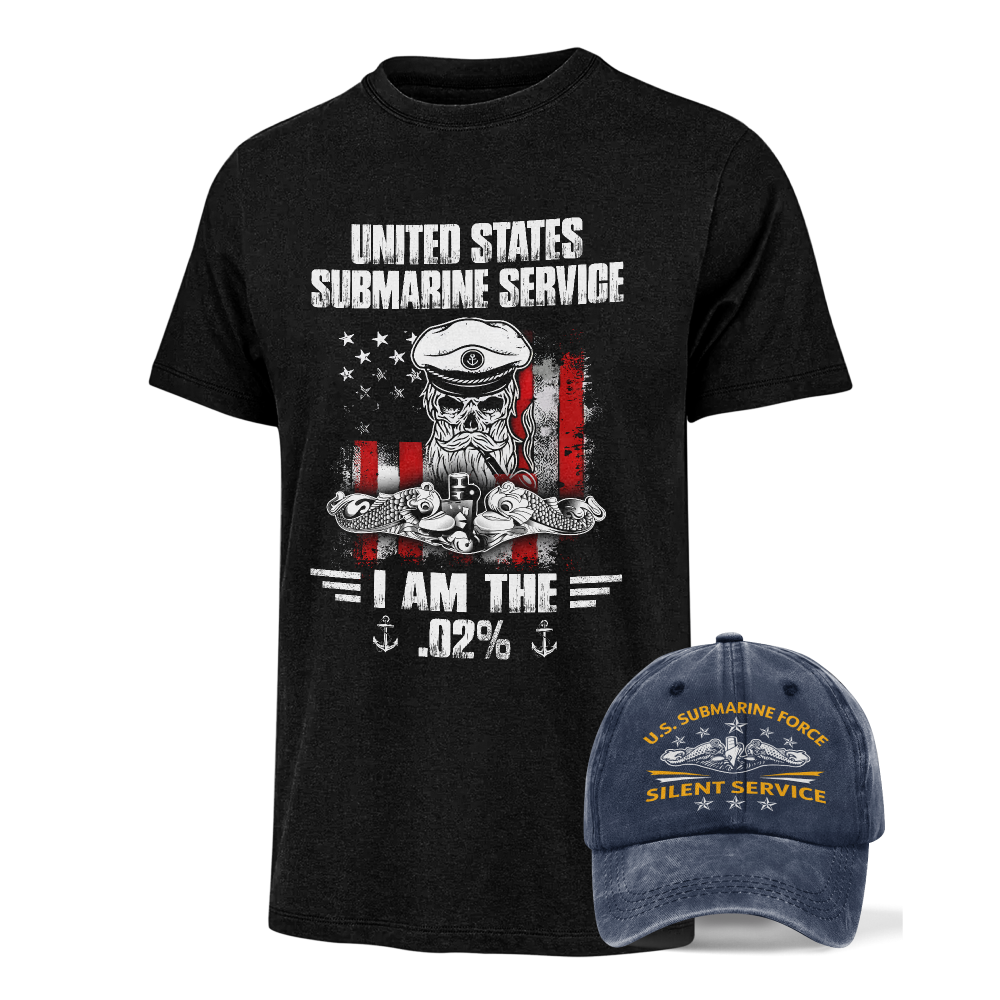 Navy Submarine Classic T-shirt & Washed Cap Combo