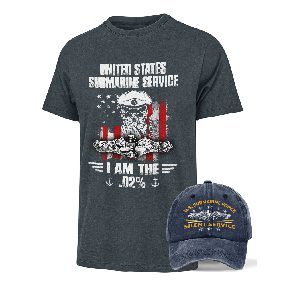 Navy Submarine Classic T-shirt & Washed Cap Combo