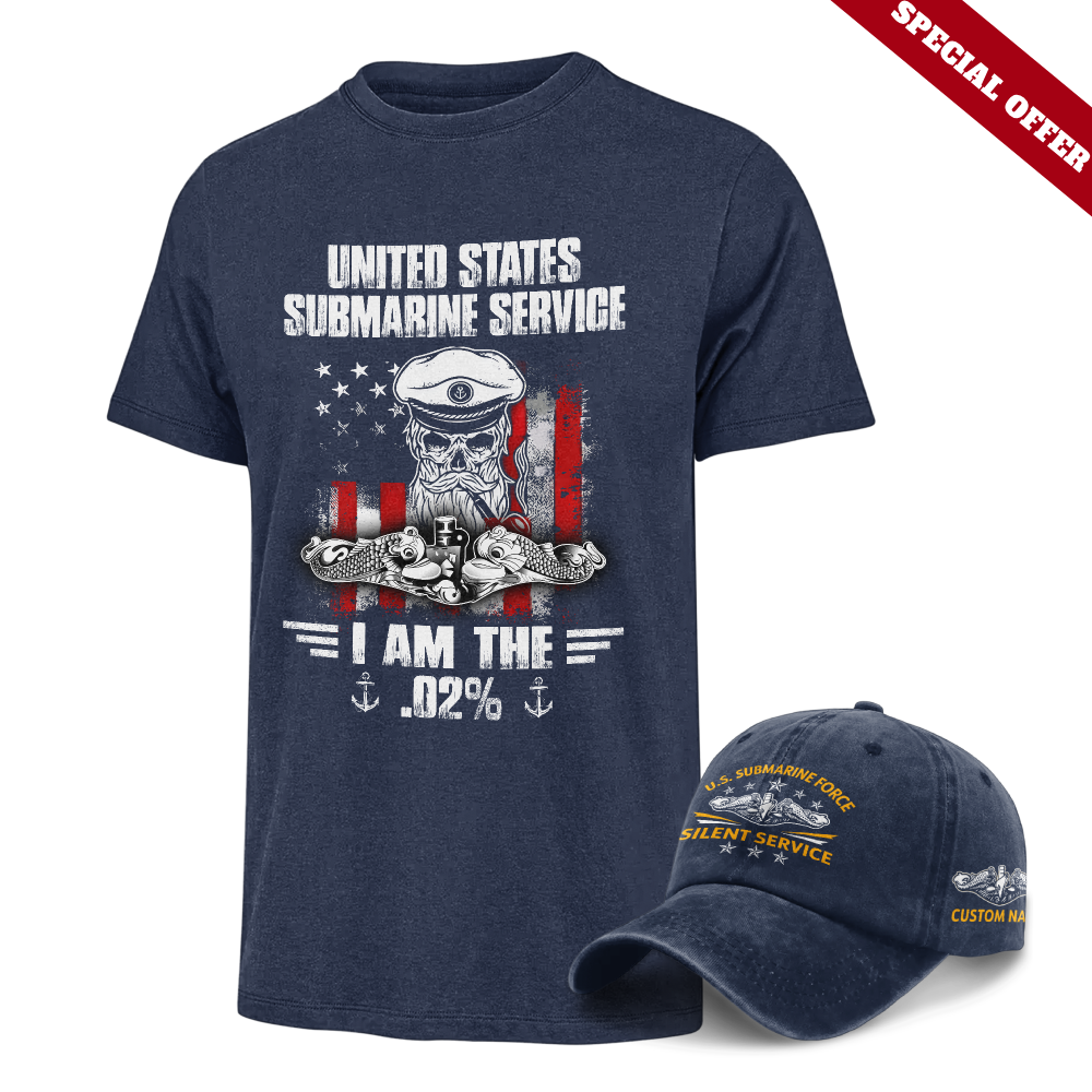 Navy Submarine Classic T-shirt & Washed Cap Combo