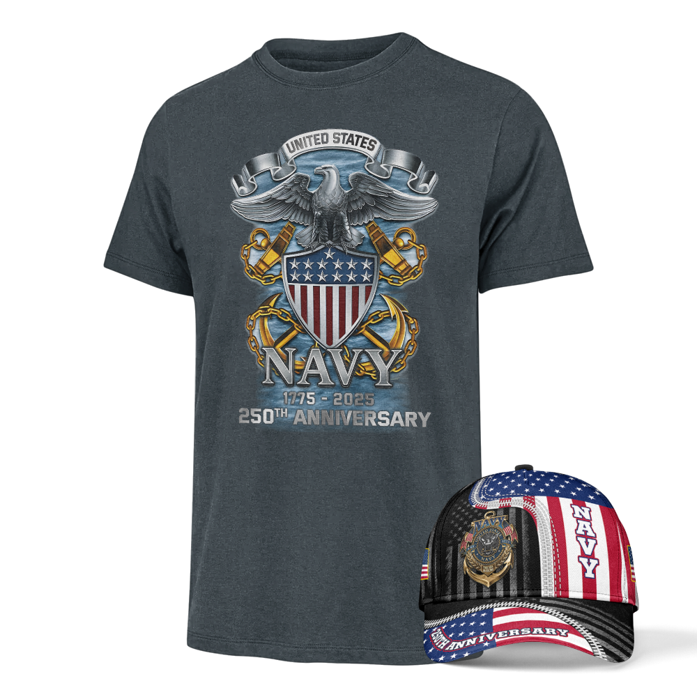 Navy 250th Anniversary Classic Cap & Classic Tee Combo