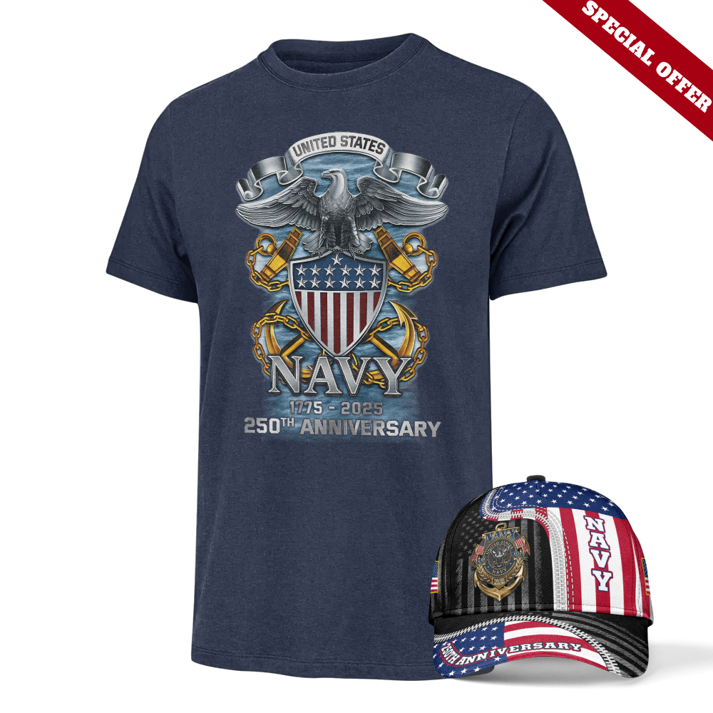 Navy 250th Anniversary Classic Cap & Classic Tee Combo