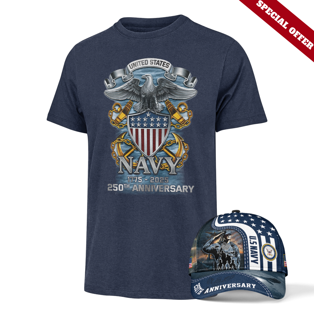 Navy 250th Anniversary Classic Cap & Classic Tee Combo